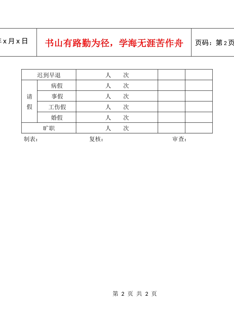 31员工每月动态统计表_第2页