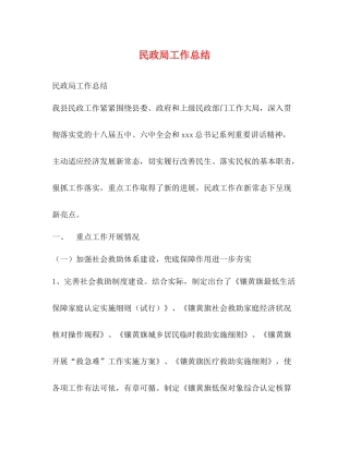 民政局工作总结