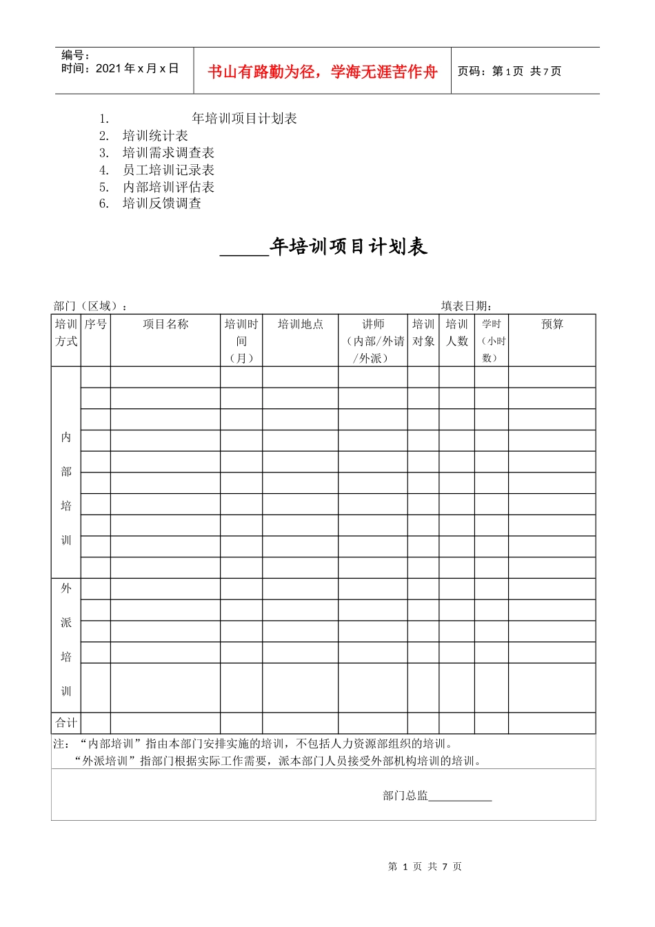 培训表格（待修改）_第1页