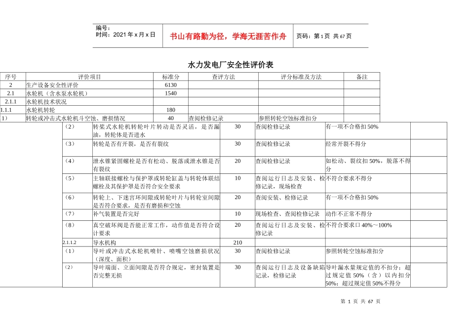 水力发电厂安全性评价表_第1页