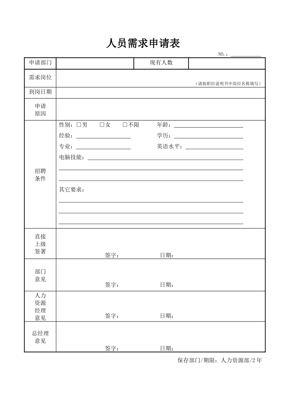 40个人力资源及行政管理常用基础表格_第1页