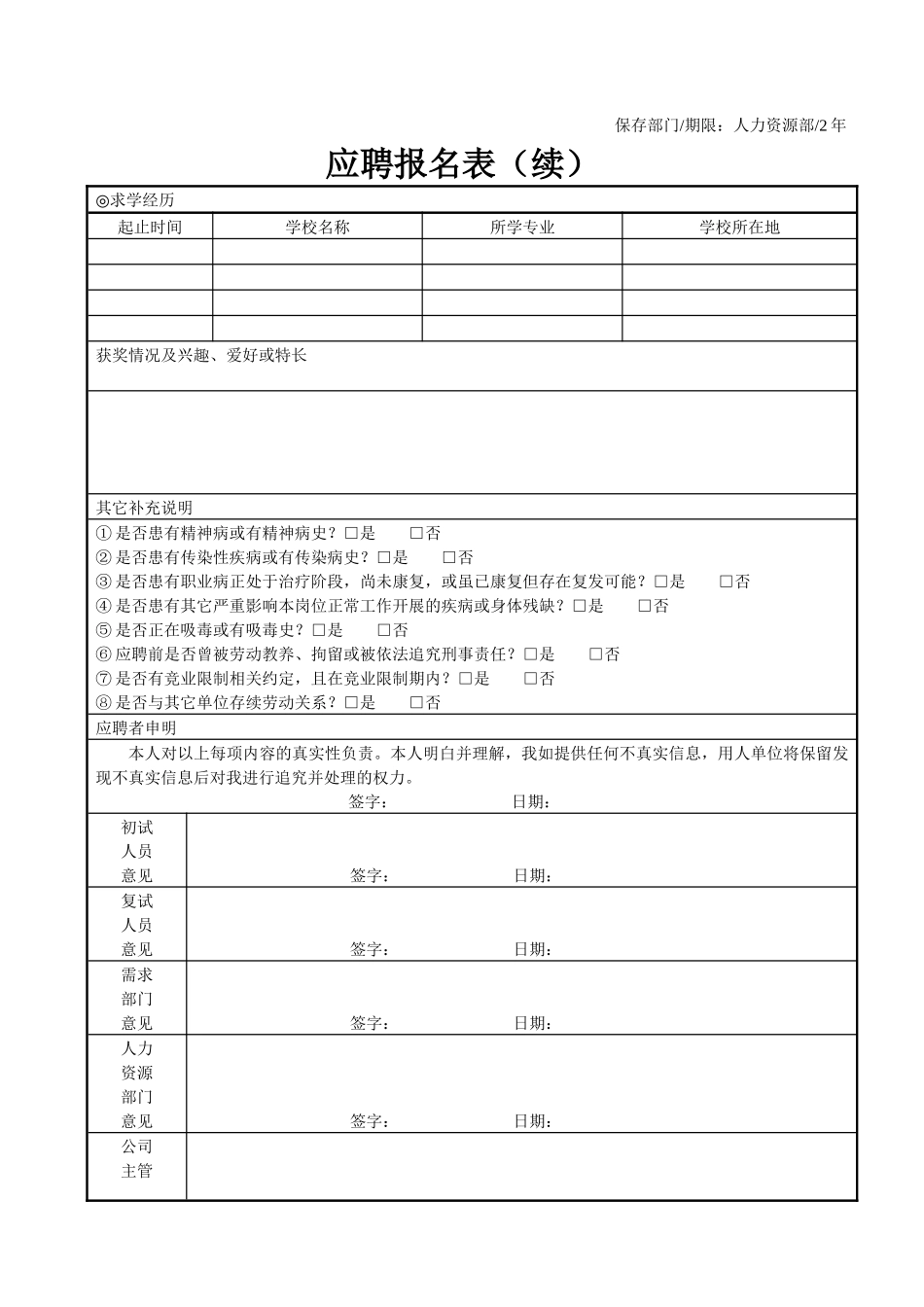 40个人力资源及行政管理常用基础表格_第3页