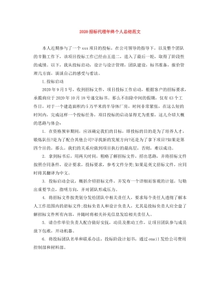 招标代理年终个人总结范文