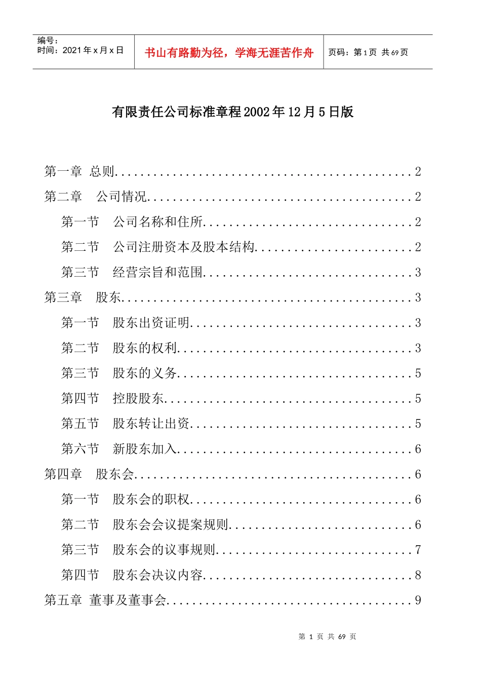 某有限公司人事管理标准章程_第1页