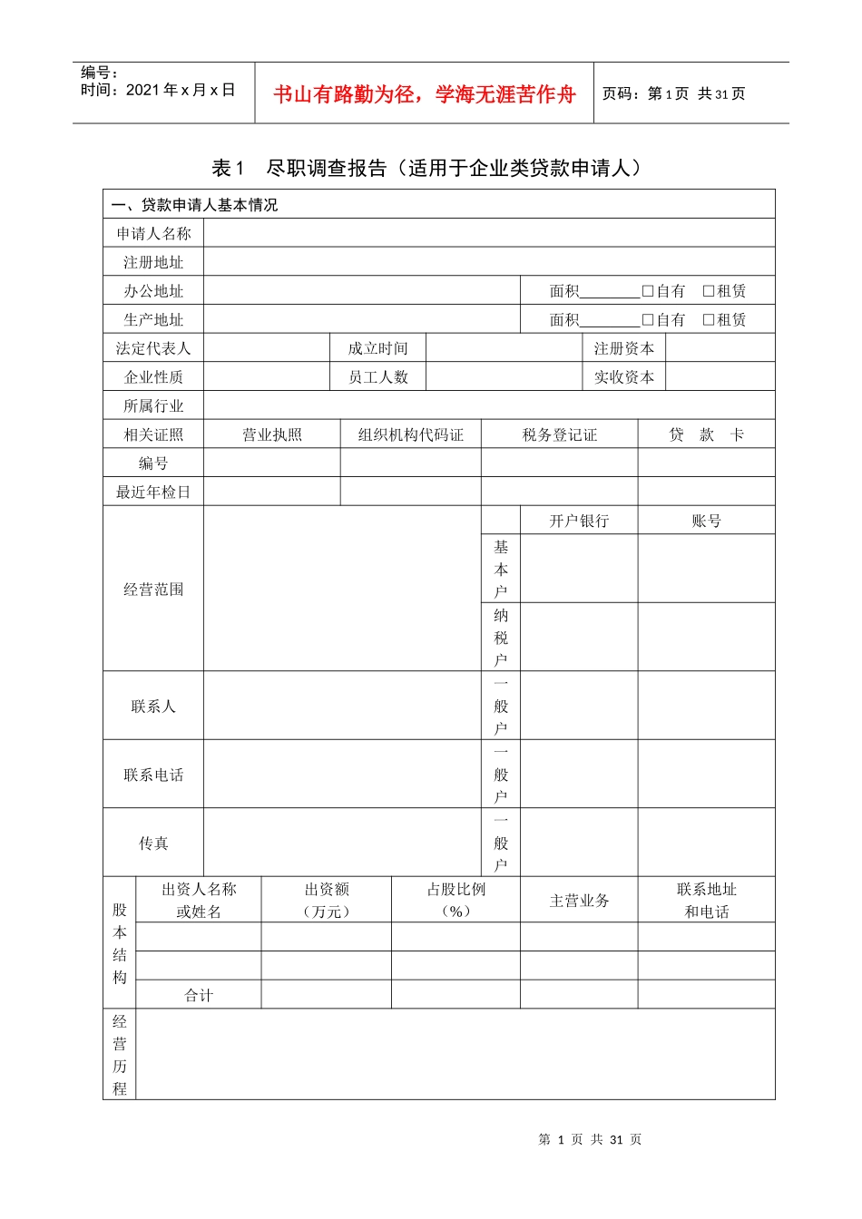 金农小额贷款公司管理表格汇编_第1页