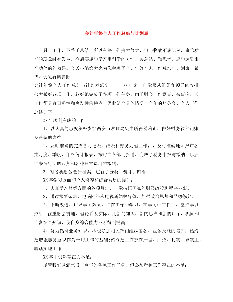 会计年终个人工作总结与计划表 _第1页