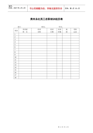 贵州永红员工在职培训经历表