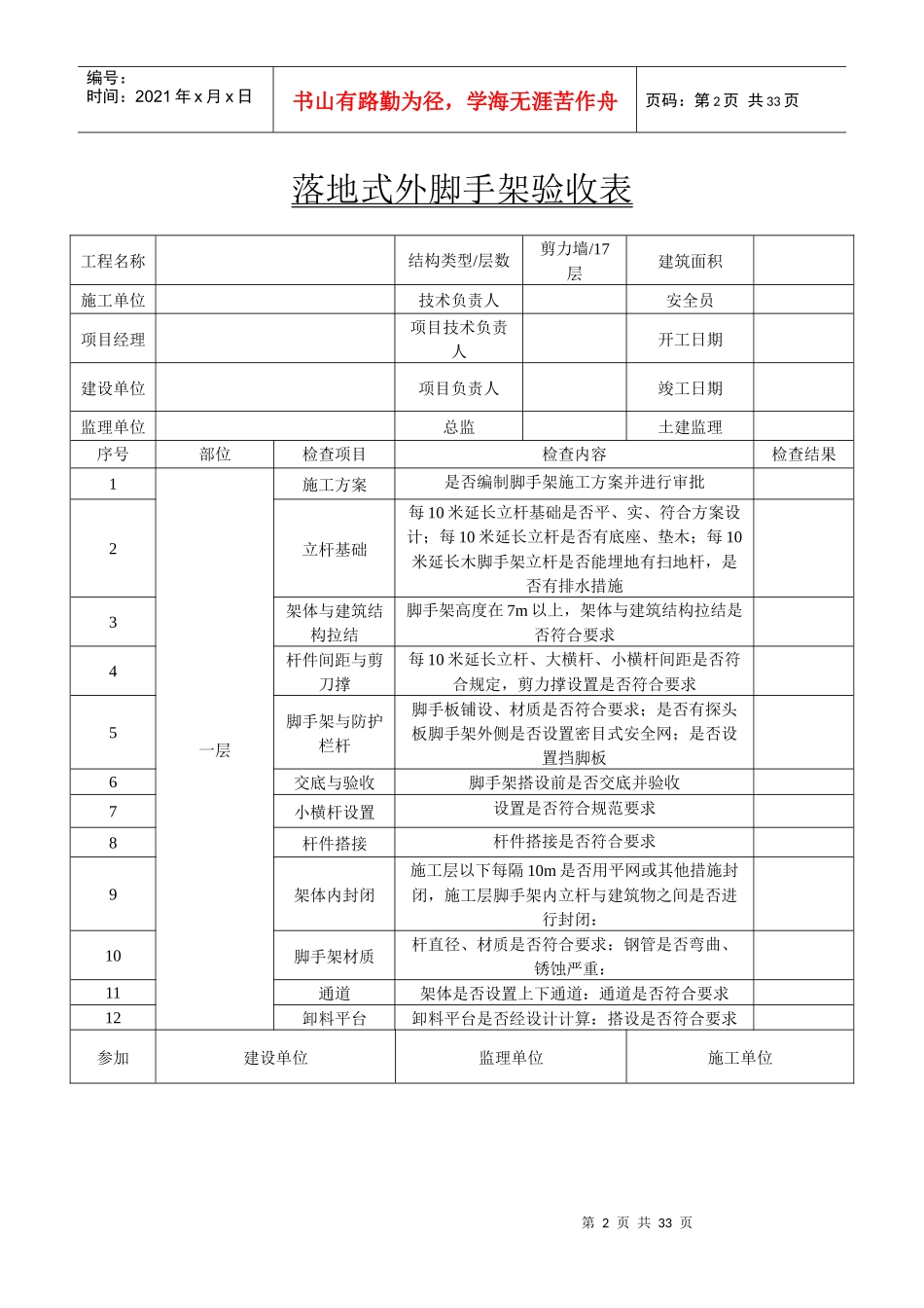 7落地式脚手架验收表已打印_第2页