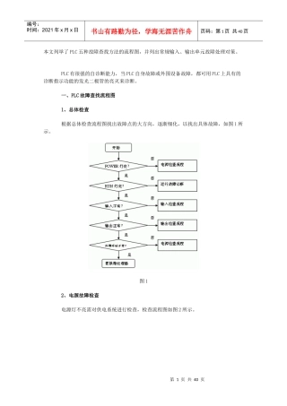 本文列举了PLC五种故障查找方法的流程图