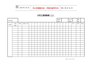 第四节 计件工资控制表（二）