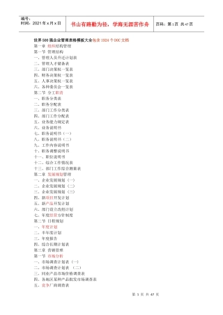 世界500强企业管理表格模板大全