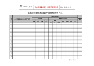 某通讯集团客户业务发展统计月报表（二）
