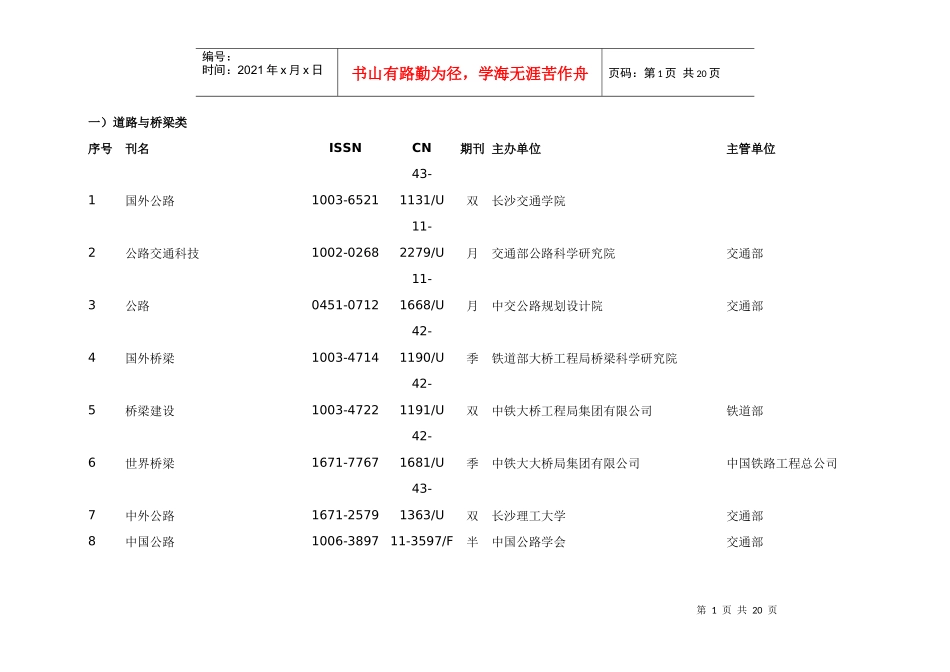 全国核心期刊分类统计表_第1页