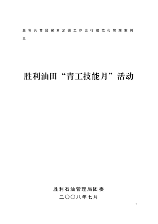 胜利共青团探索加强工作运行规范化管理案例三…………胜利油田“青工