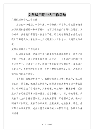 文员试用期个人工作参考总结