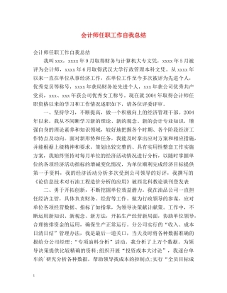 会计师任职工作自我总结 