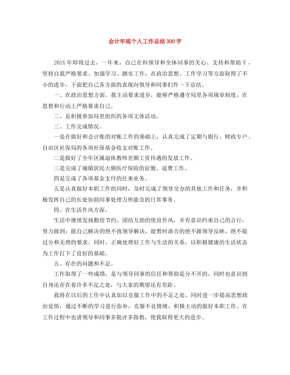 会计年底个人工作总结300字 _第1页
