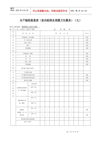 分户验收检查表(九)