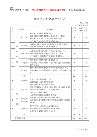 基坑支护安全检查评分表(DOC14页)