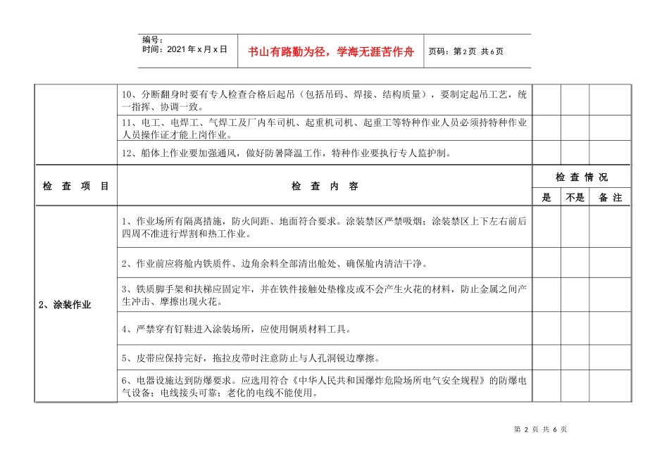 船舶检查表（船舶建造过程安全doc-广州市船舶修造行业安_第2页
