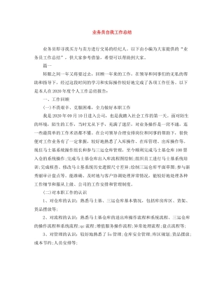 业务员自我工作总结