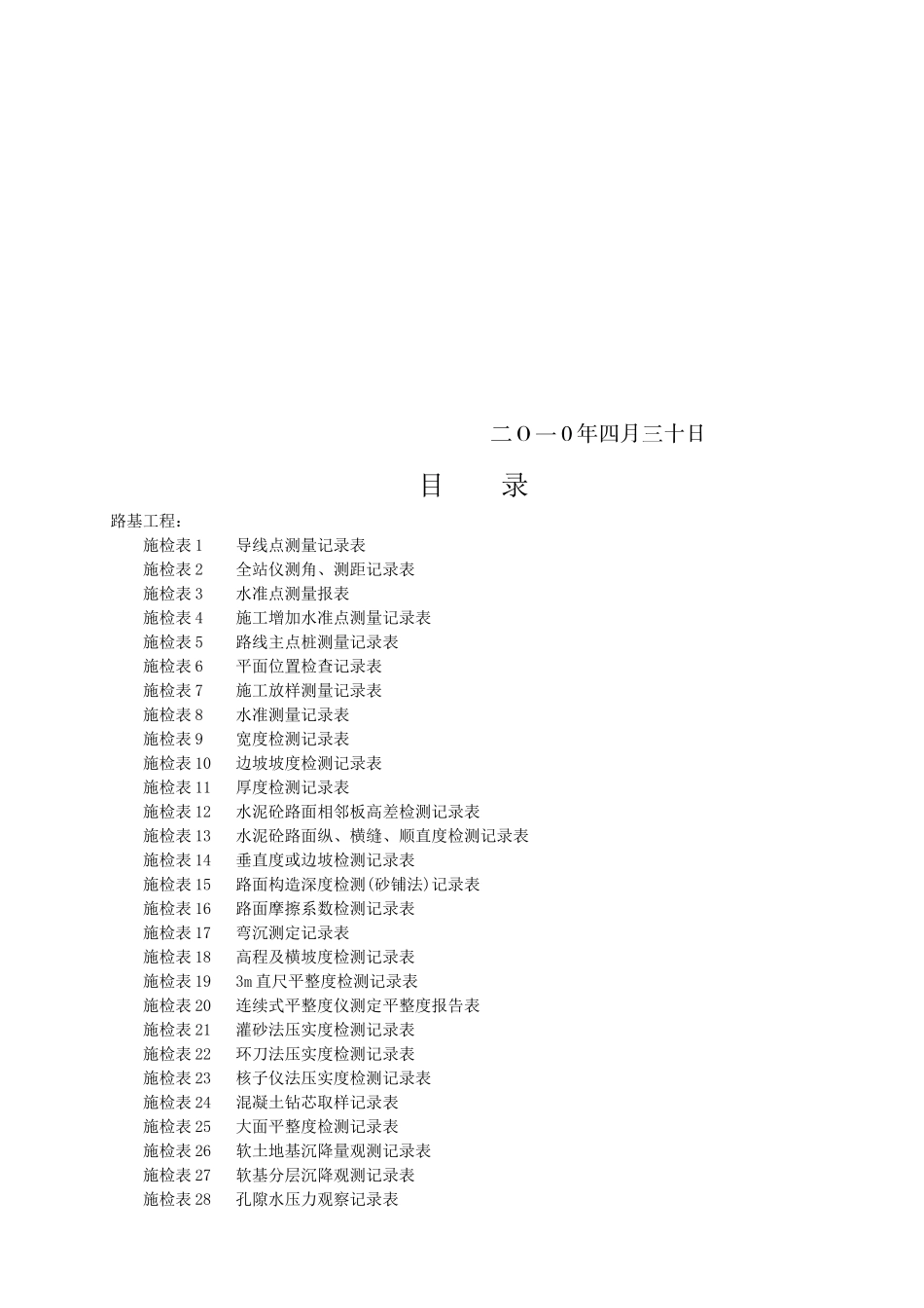 高速公路(第三册工程施工现场检查检测记录表)_第2页