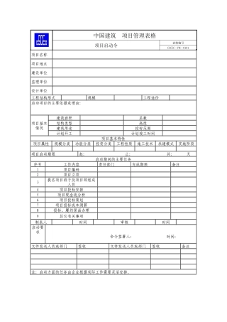中国建筑项目管理表格