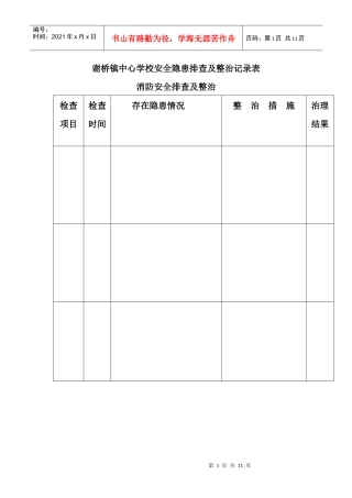 XX中心学校安全隐患排查及整治记录表1