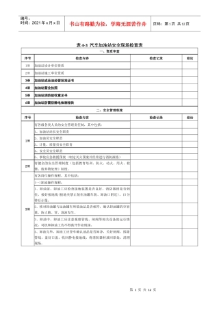 汽车加油站安全现场检查表1