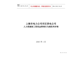 人力资源部工资奖金管理行为规范考评表