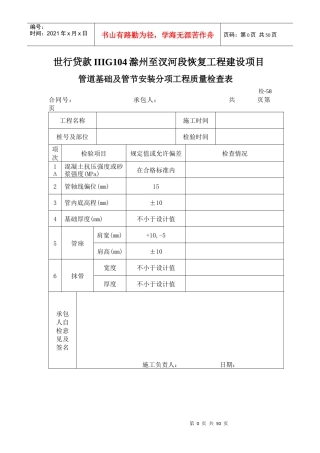 分项工程现场检查表(共43