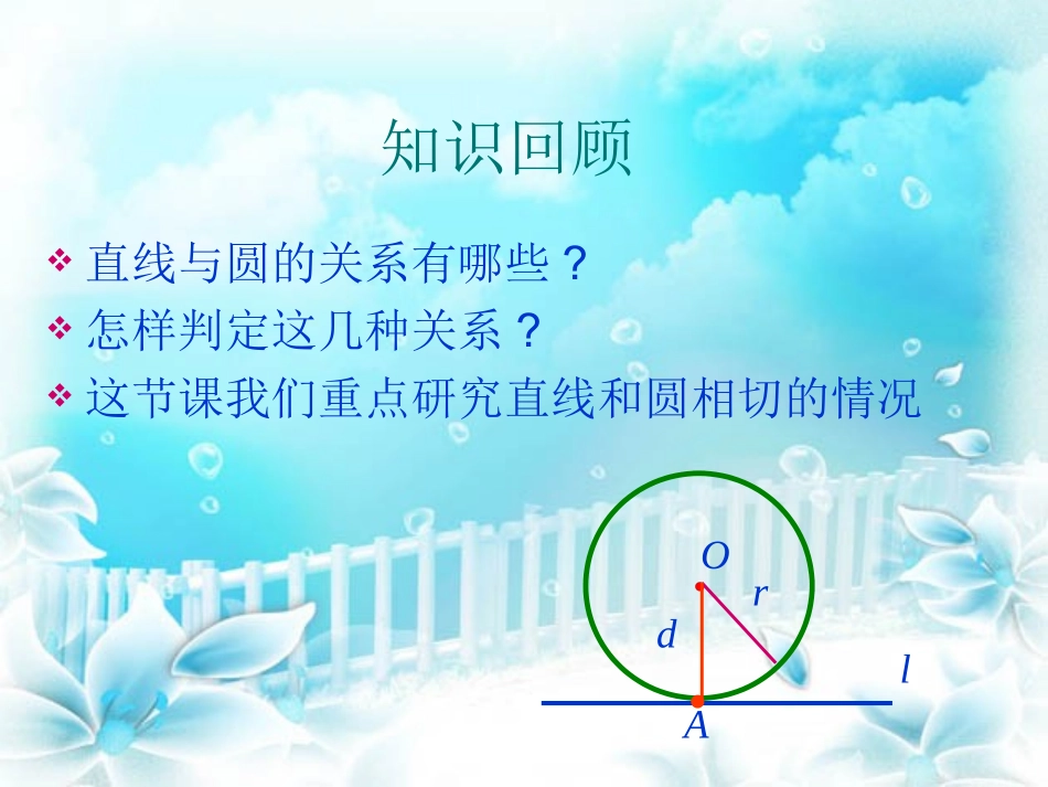 九年级数学（人教版）下册第二十四章第2节《点和圆、直线和圆的关系——切线长定理》(共21张PPT)_第2页