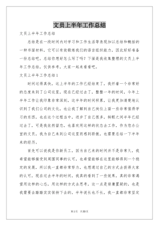 文员上半年工作参考总结