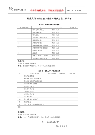 【经营管理】銷售人員專業技能訓練整體解決方案工具表單