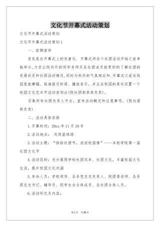 文化节开幕式活动策划