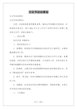 文化节活动策划