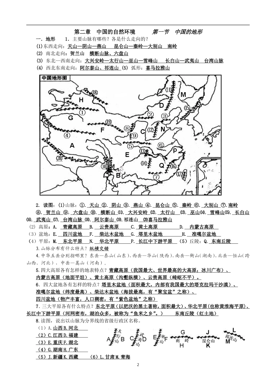 中国的地形(湘教版）_第2页