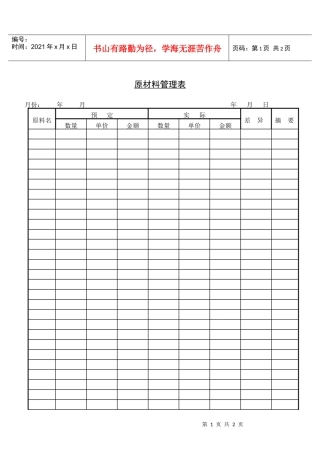 原材料管理表