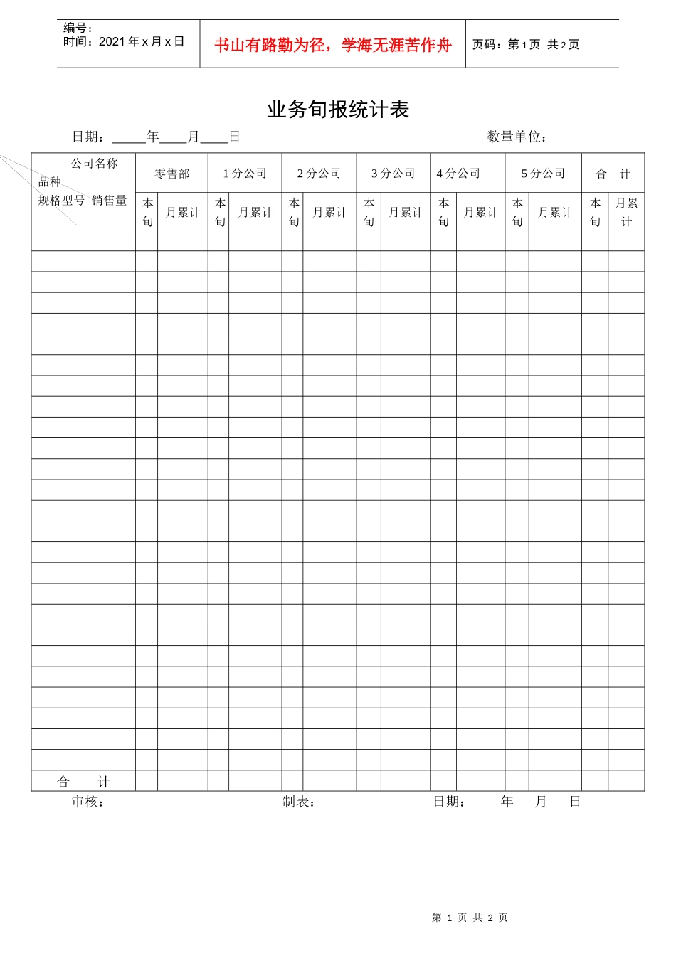 业务旬报统计表_第1页