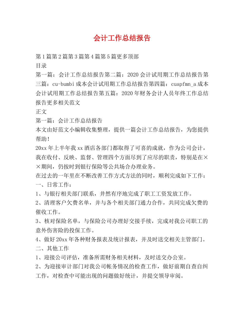 会计工作总结报告 _第1页