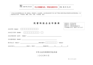 民营科技企业年报表