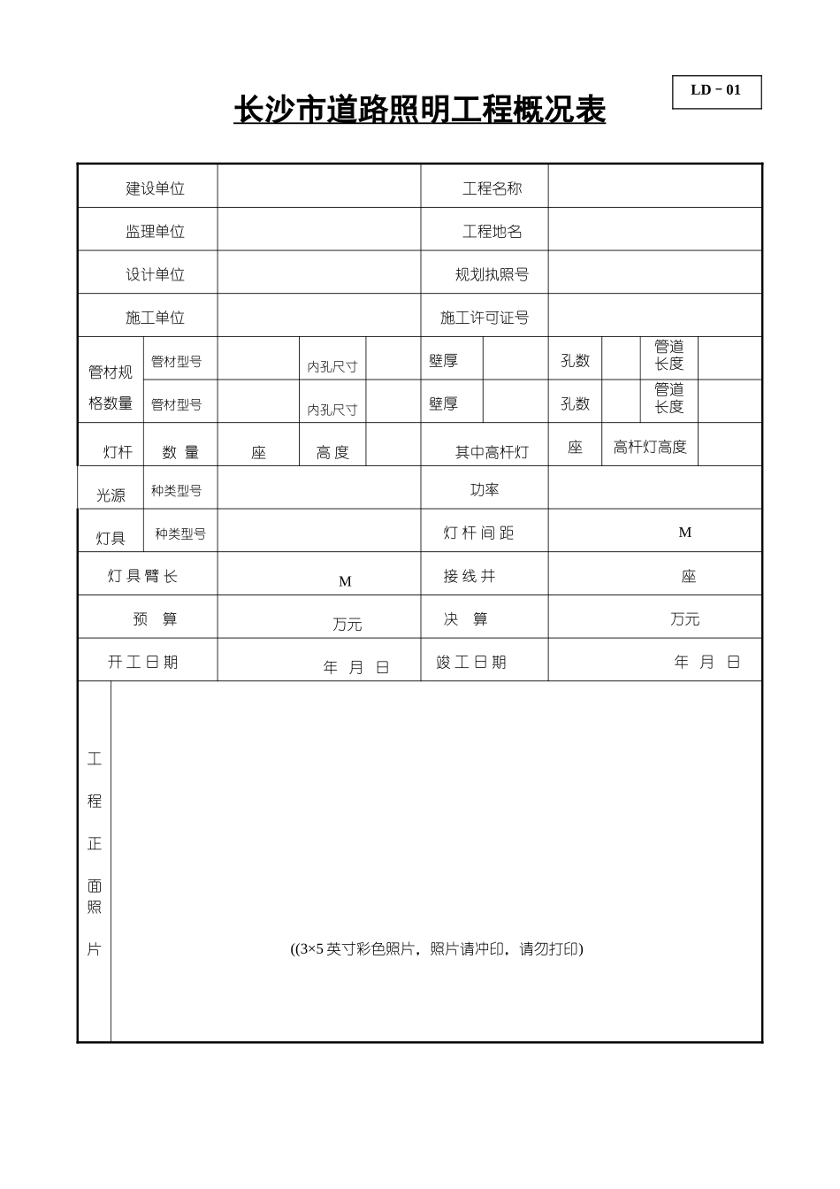 某某市道路照明工程概况表_第1页
