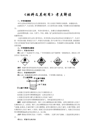 《燃料及其利用》考点解读