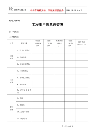 工程用户满意调查表