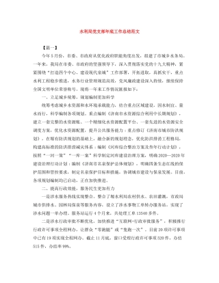 水利局党支部年底工作总结范文