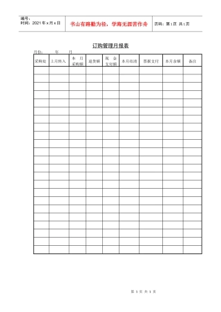 订购管理月报表