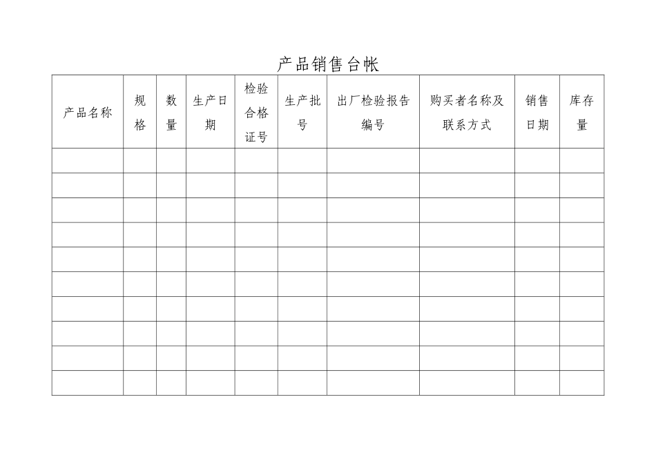 食品企业全套记录表格（DOC47页）_第1页