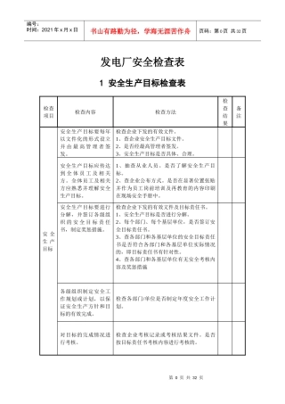 发电厂安全检查表（DOC30页）