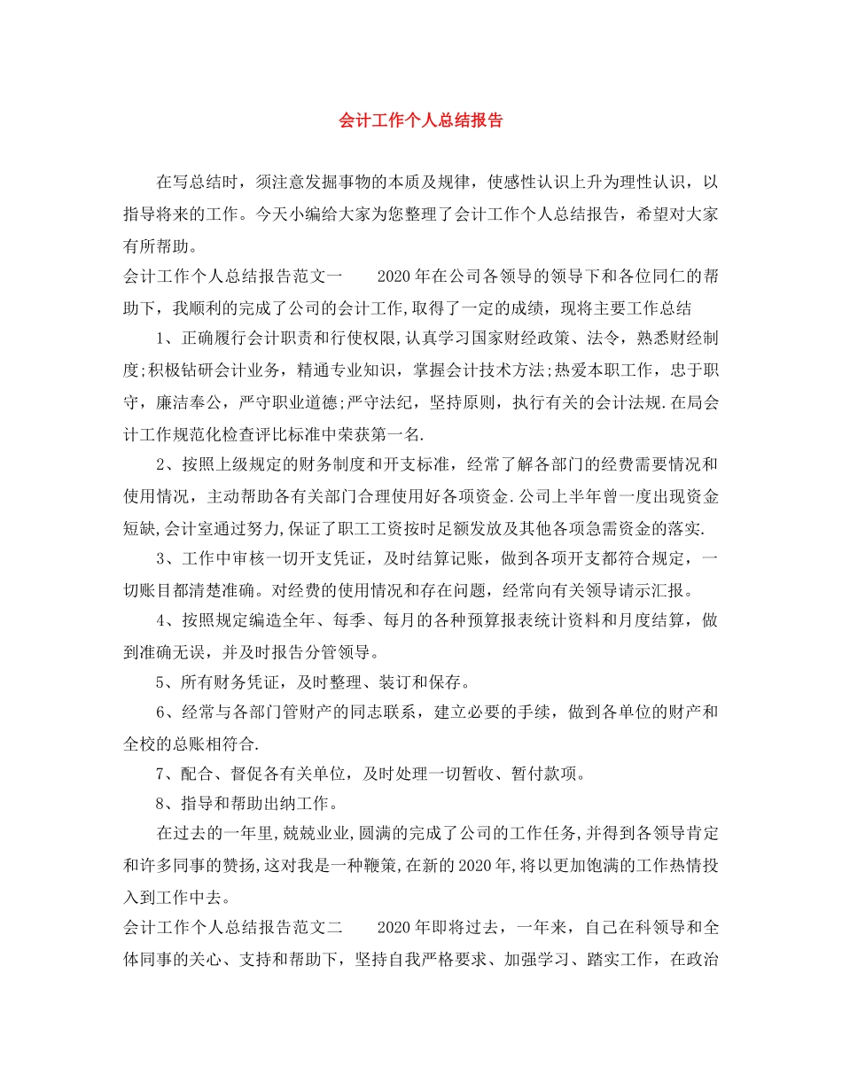 会计工作个人总结报告 _第1页