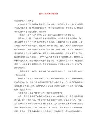 会计工作具体计划范文 